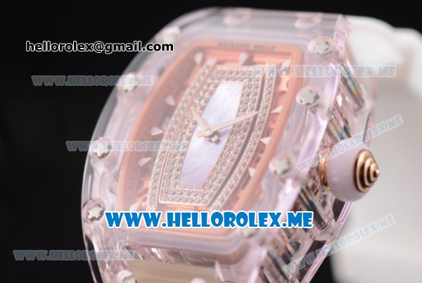 Richard Mille RM 07-02 Miyota 9015 Automatic Pink Sapphire Case with White Rubber Strap and Pink MOP Dial White Markers - Click Image to Close